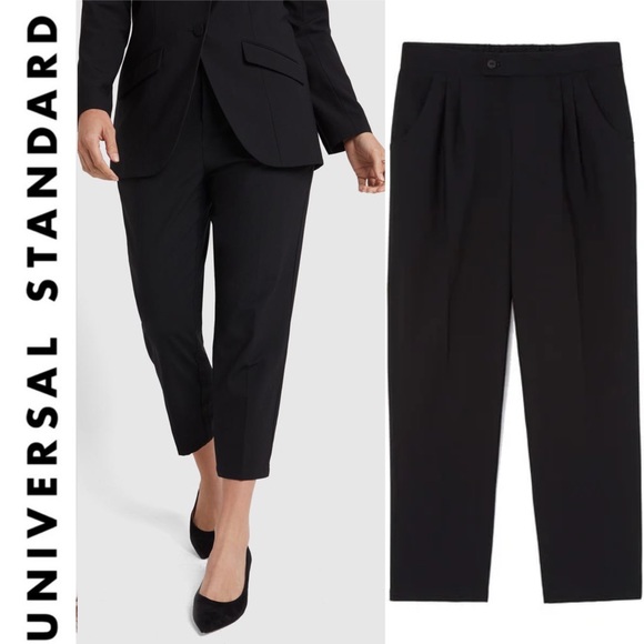 Universal Standard Wool Cropped Trousers High Waisted Pleated Front Pants 4XS 0 - Picture 9 of 16